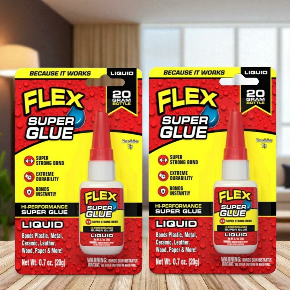2 Flex Super Glue Liquid, Clear, 20 Gram Bottle