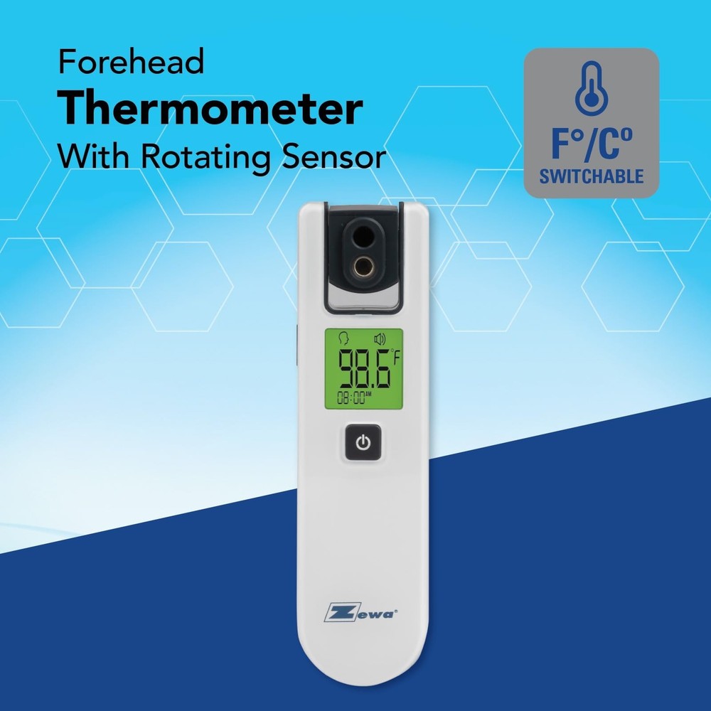 Zewa 4-Way Rotating Infrared Thermometer | Forehead Non-Touch Technology | Fa...