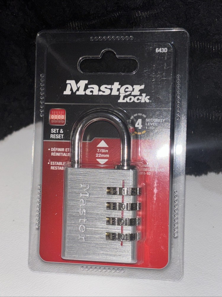 MASTERLOCK Numeric Combination Lock, Set Your Own Combination Padlock, 643D NEW