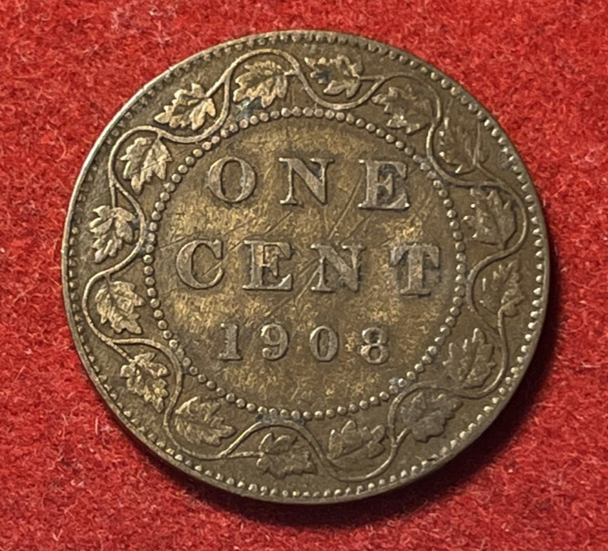 Canada Cent 1908 Bronze Coin KM#8 T8872