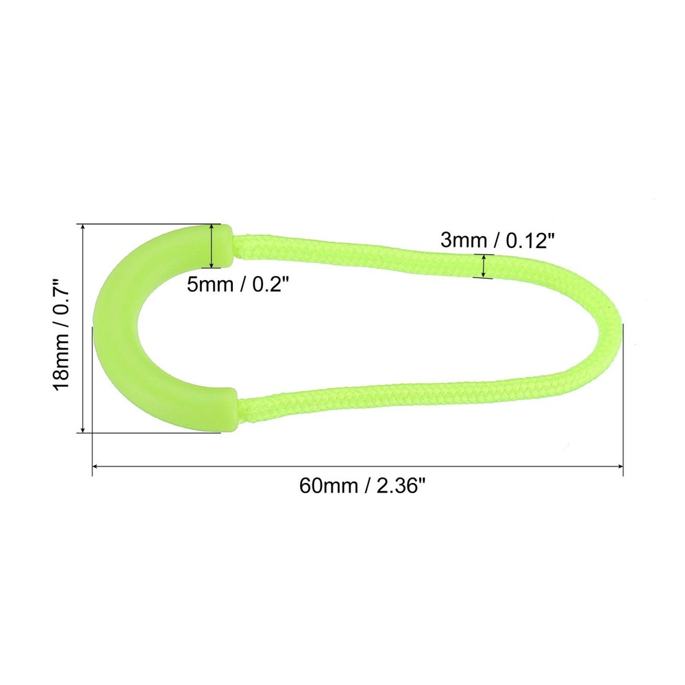 Zipper Pulls Extension Handle Cord, 10 Pack Plastic U-Shape, Fluorescent Green