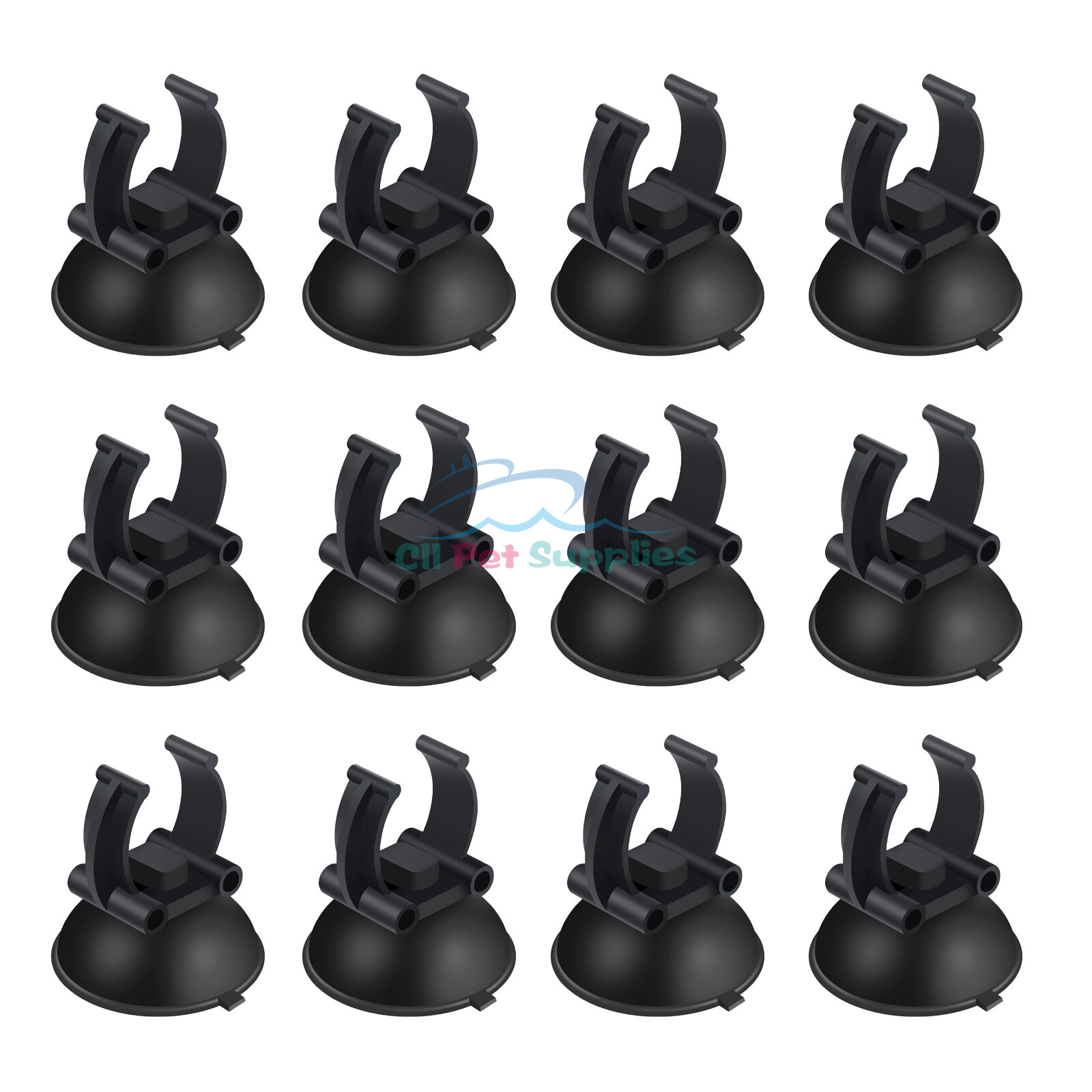 AQUANEAT 12 Pack Aquarium Suction Cups with Clip Black for Aquarium Heater
