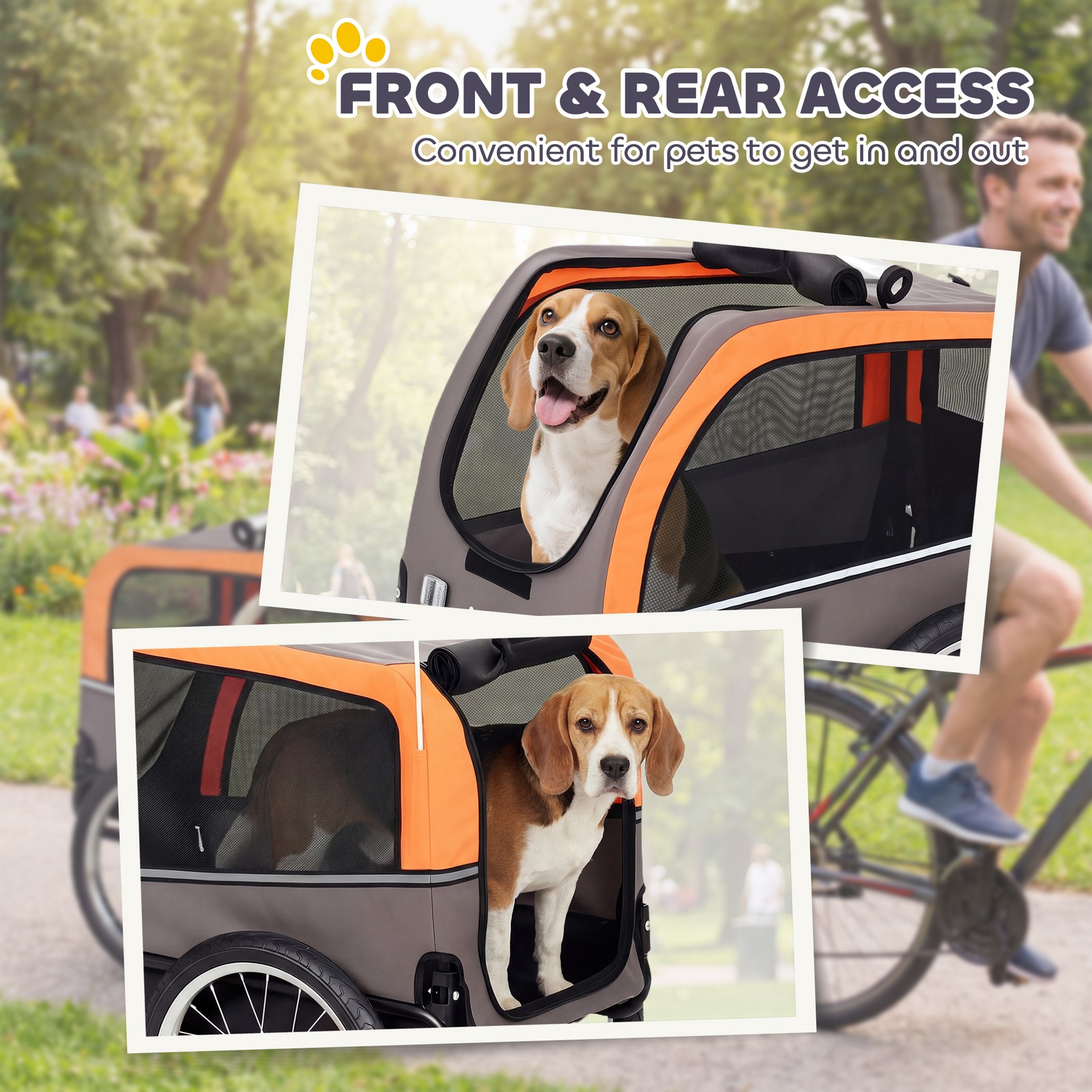 PawHut Dog Bike Trailer, Pet Cart Wagon Cart Carrier Attachment