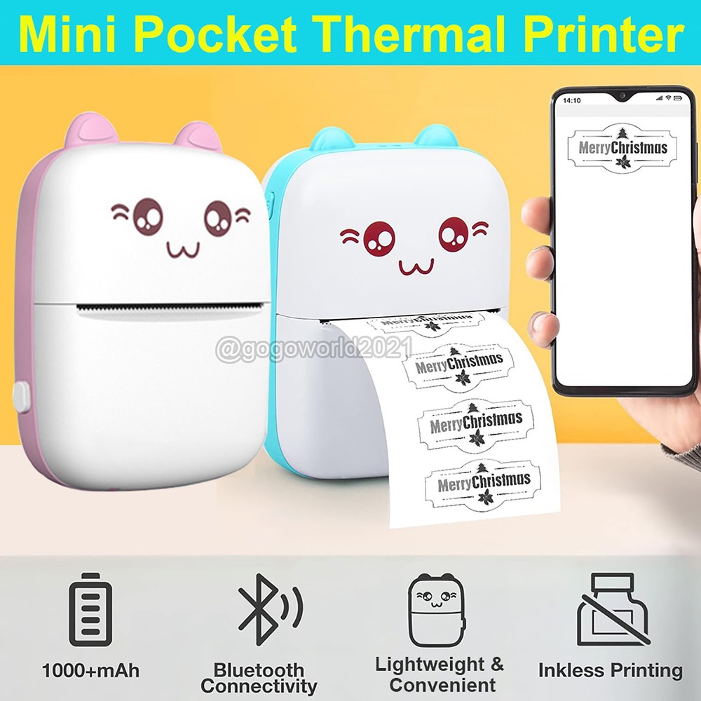 Mini Portable Thermal Printer Pocket Photo Printer Wireless Bluetooth Printing