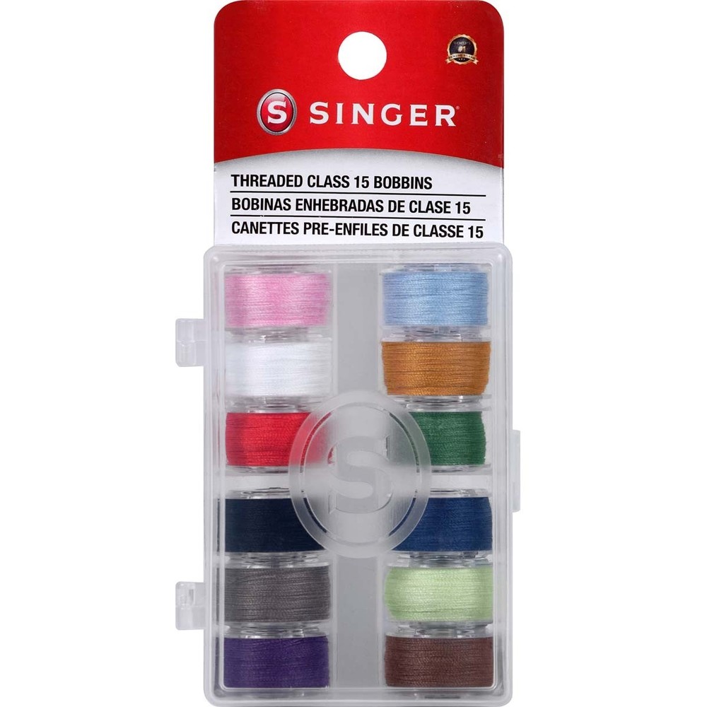 Singer Notions Transparent Plastic Class 15 Bobbins - Threaded-12/Pkg