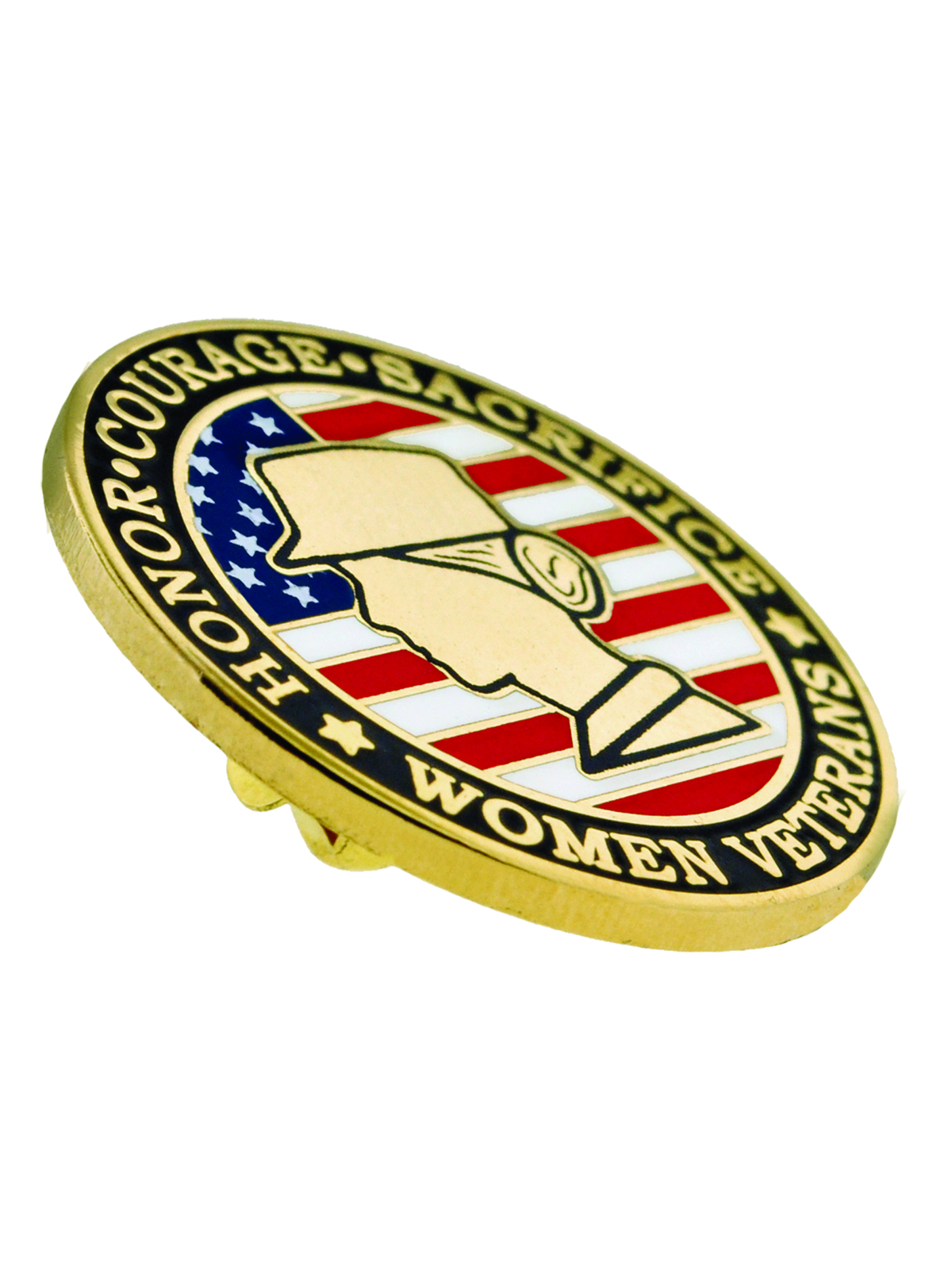 PinMart's Female Women Veteran American Flag Military Enamel Lapel Pin