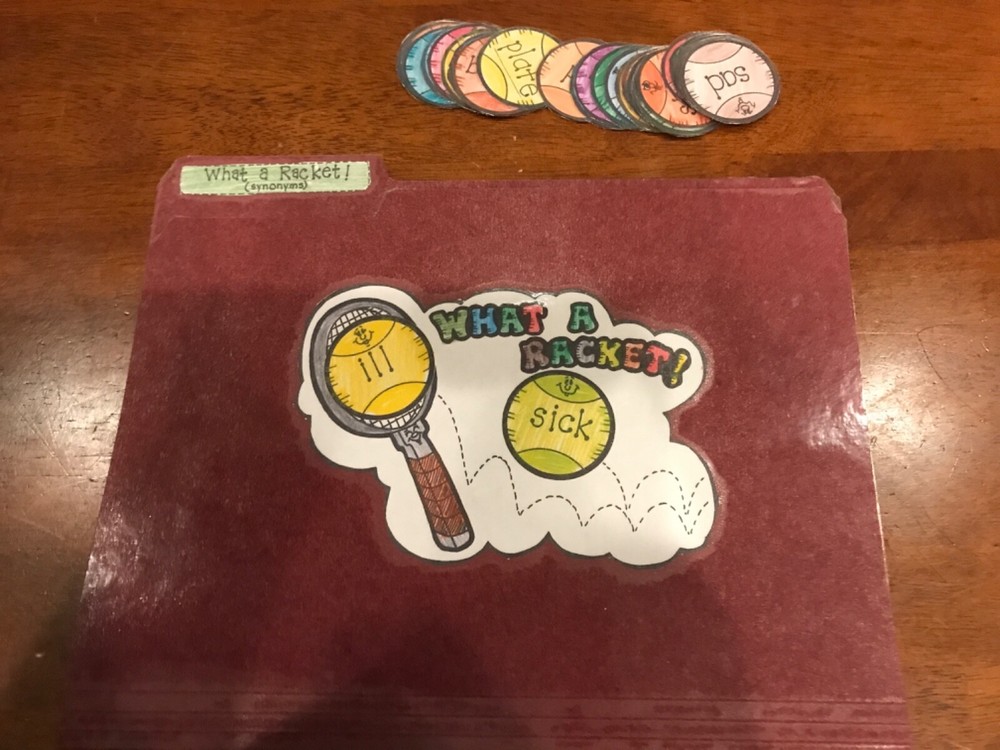 What a Racket! Synonyms 2nd grade language arts file folder game