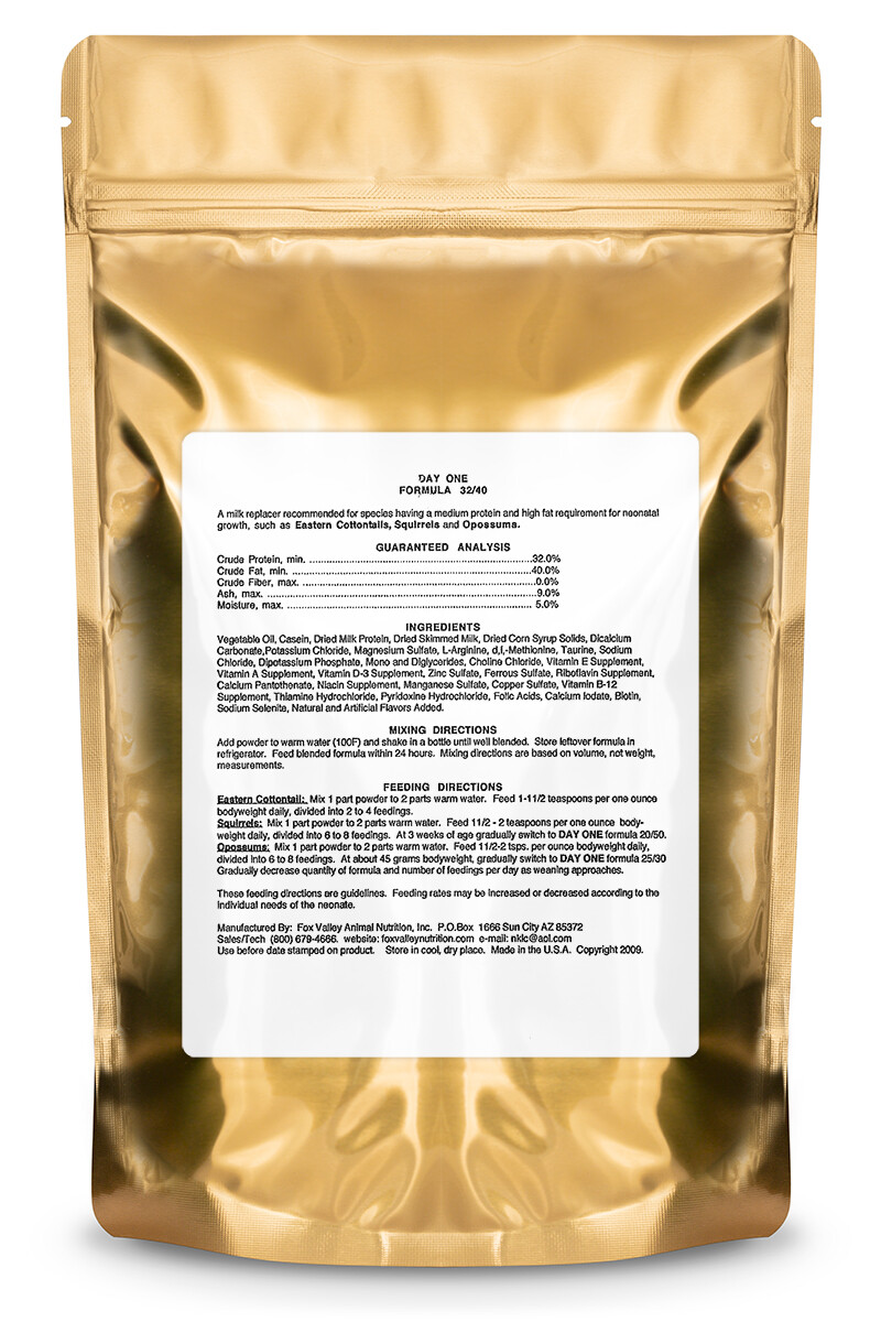 Fox Valley Day-One Formula 32/40 for Baby Squirrels, Opossums, and Rabbits