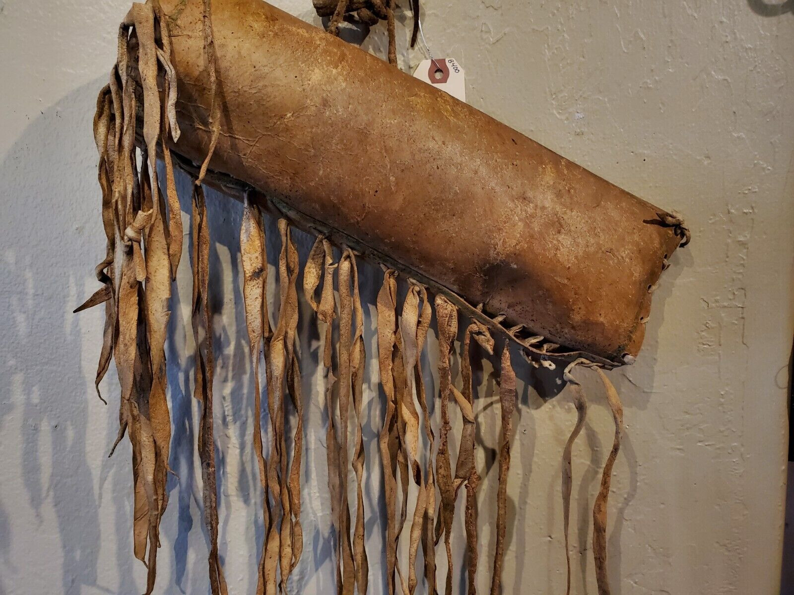 Antique OLD 19c Native American Indian Painted Early parfleche Medicine Cylinder