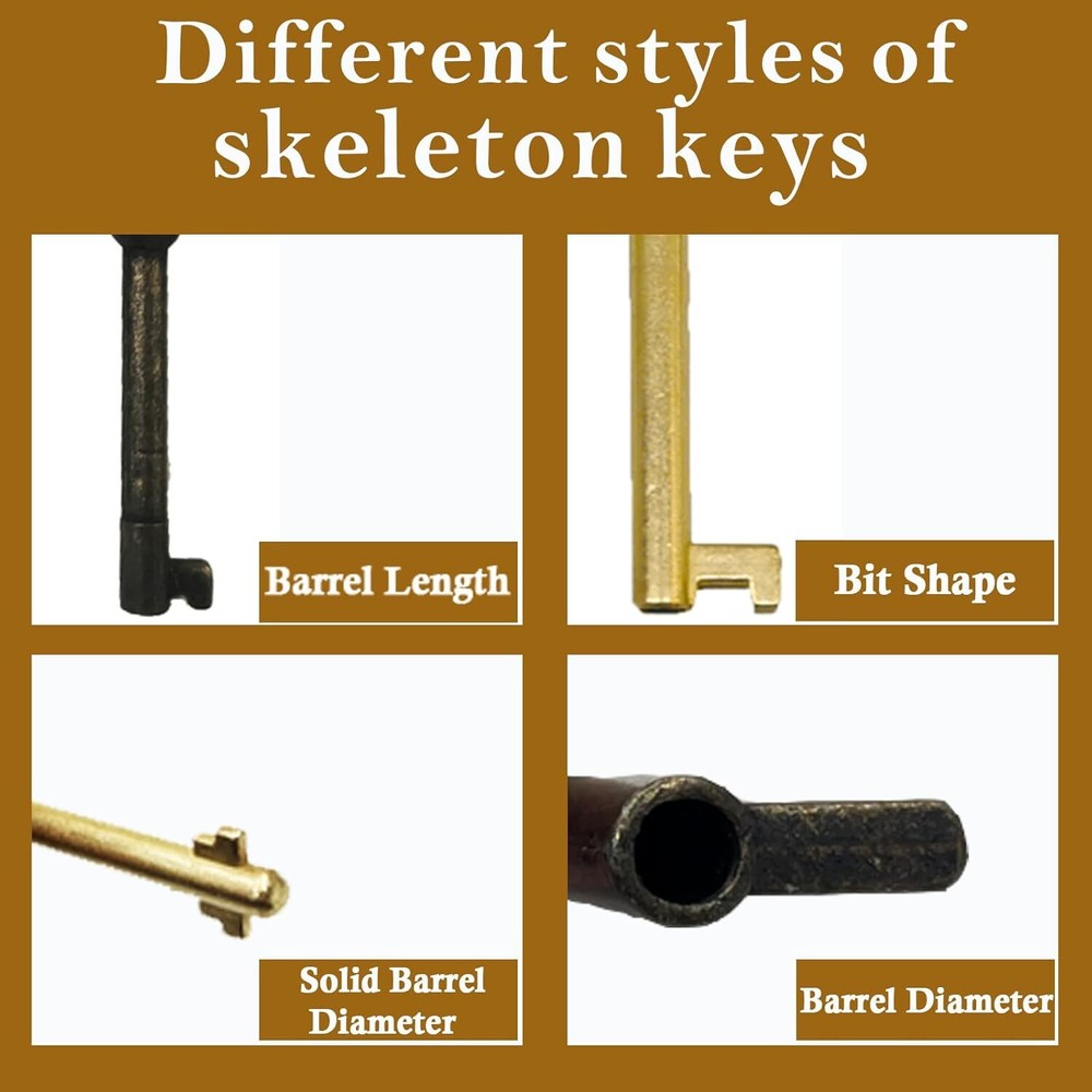 19PCS Universal Skeleton Keys Replacement Hollow Barrel Skeleton Keys Set