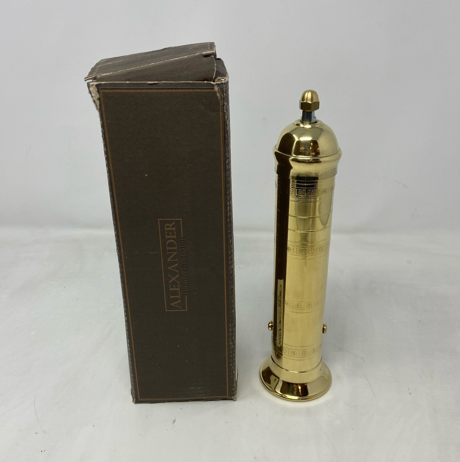 Alexander Home Original Greek Pepper Mill - 9-Inch Brass Manual Grinder
