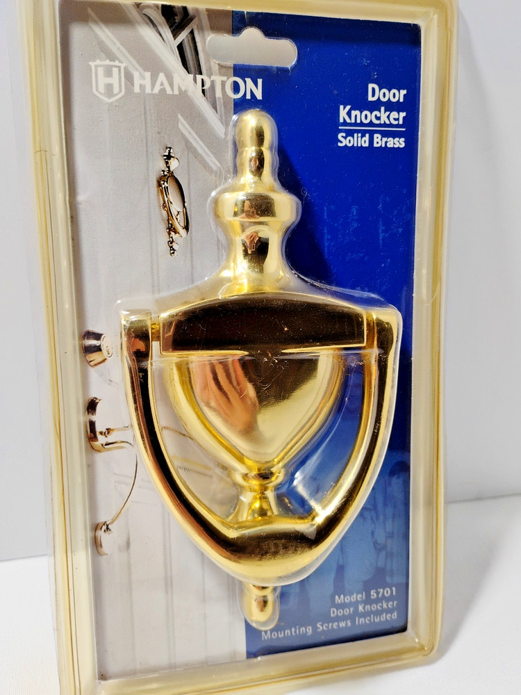 Hampton Solid Brass Door Knocker with Mounting Hardware, Model 5701, Brand New.