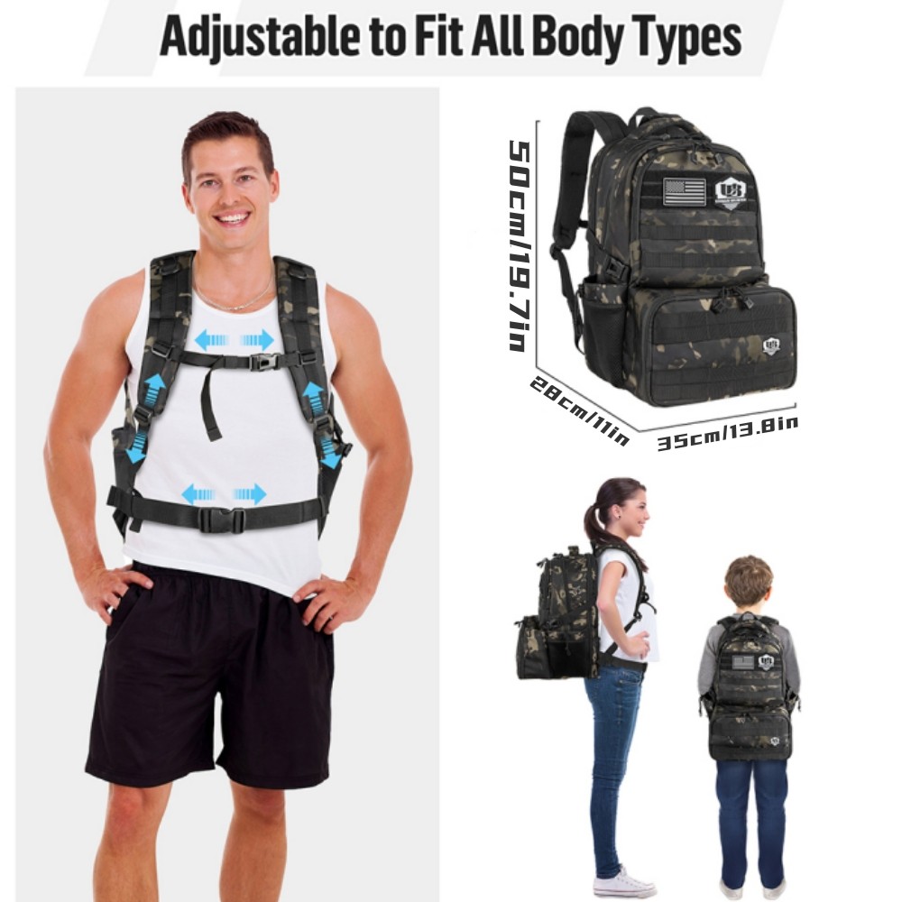Tactical Backpack Designed for Hiking & Work, Includes 17" Laptop & Insulated