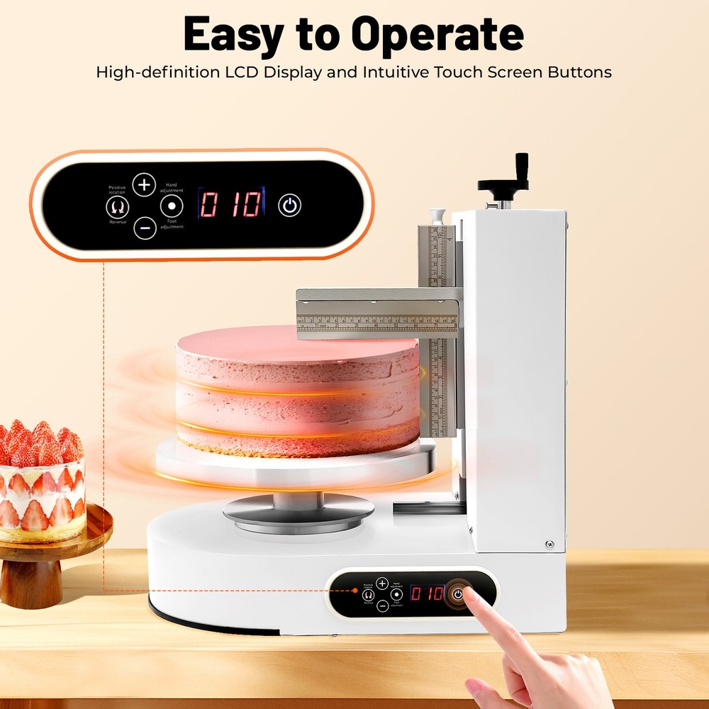 Display Smooth Cream Adjustable 4-12'' Birthday Cake Decorating Machine White