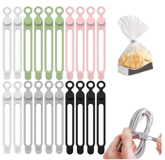 20pcs Data Cable Organizer, 2025 New Silicone Cable Ties Cable Management