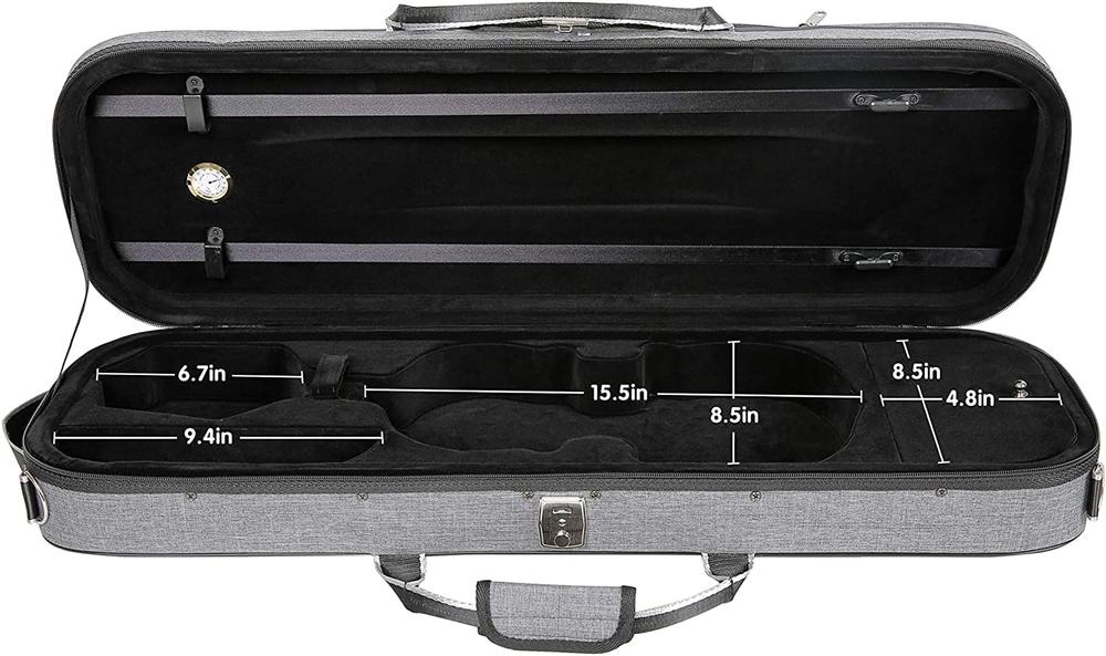 4/4 Full Size Violin Case Oblong Violin Hard Case with Built-In Hygrometer,Super