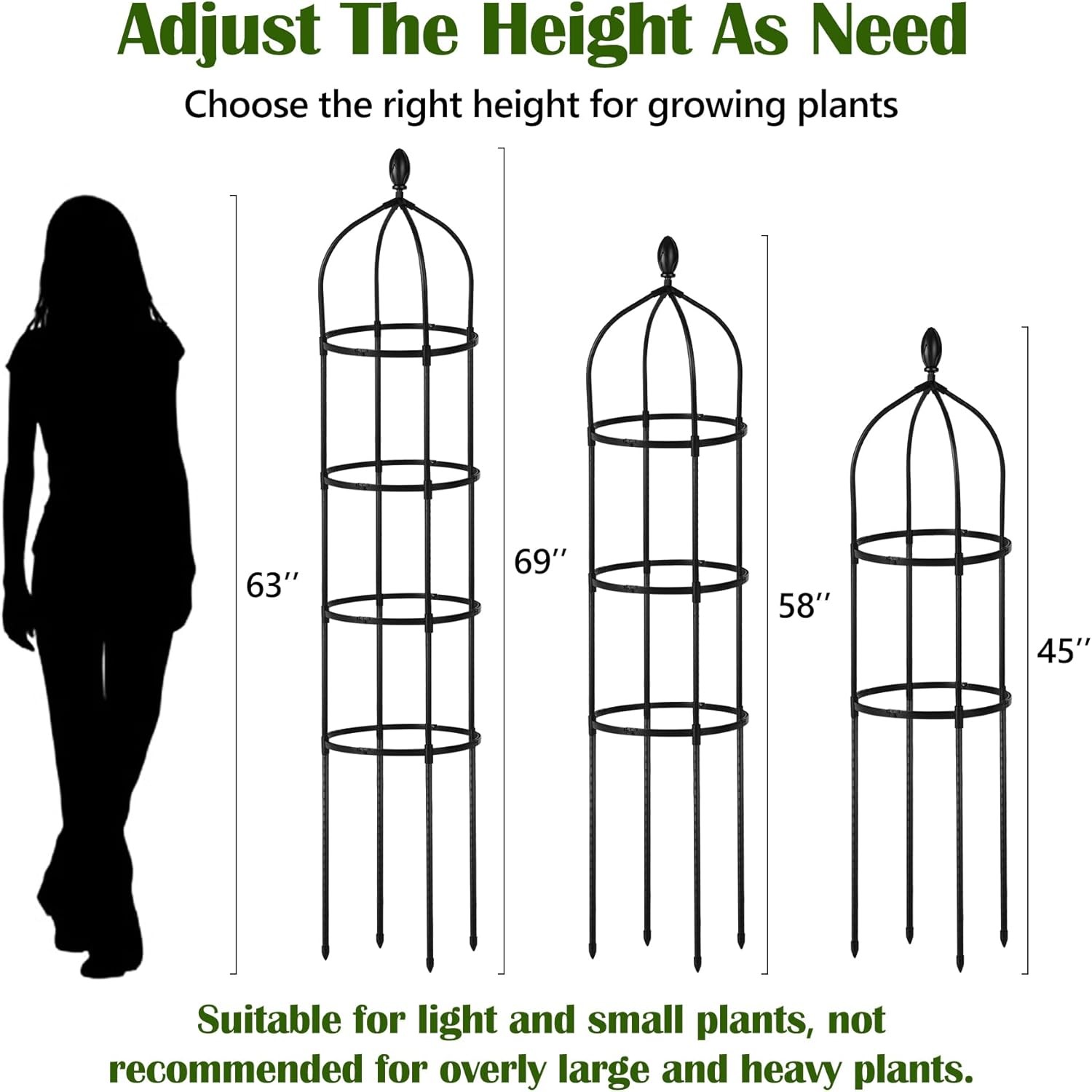 Garden Obelisk Trellis 6Ft Tall Rustproof Climbing Plant Support Garden Black