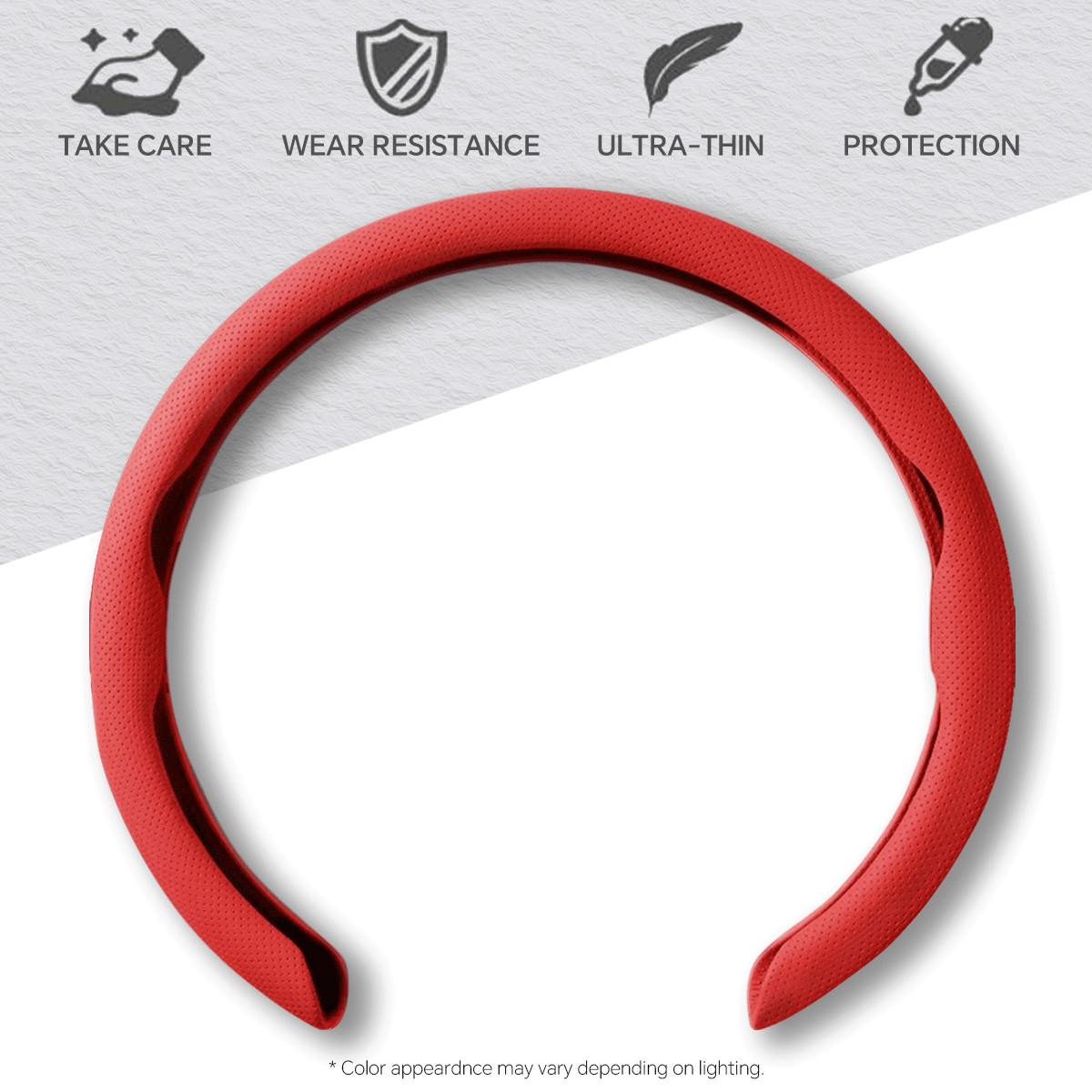 For Acura Red Steering Wheel Cover Ultra-thin Nappa Leather Breathable Anti-slip