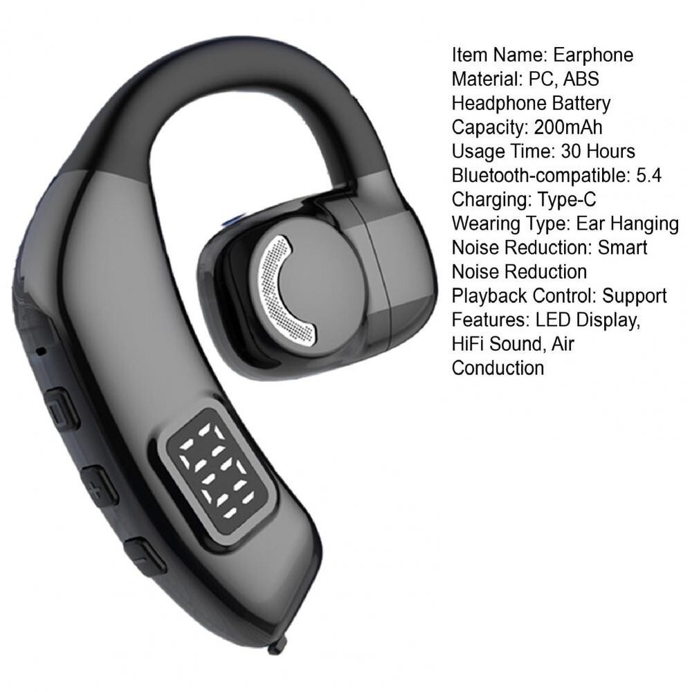 Bluetooth 5.3 Wireless Earpiece Headset Driving Trucker Earbuds Noise Cancelling