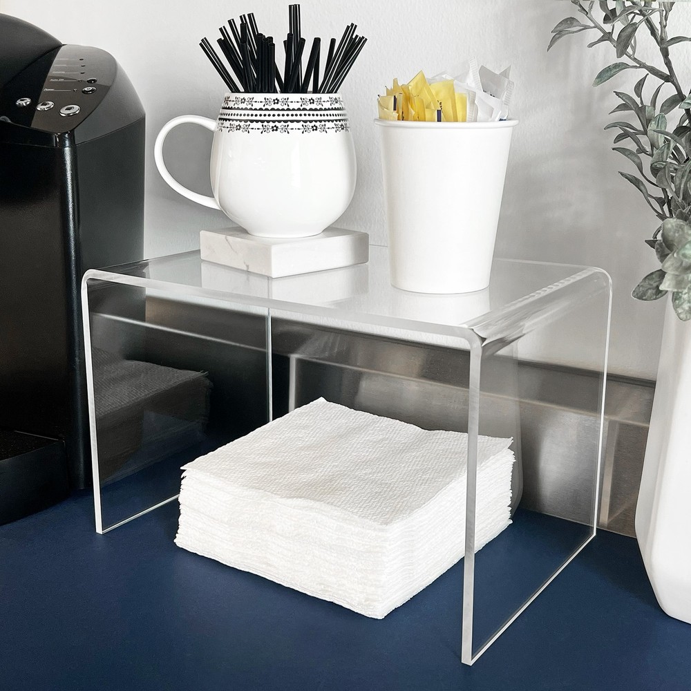 Plymor Clear Acrylic Small Rectangular Display Riser, 7" H x 10.5" W x 7" D