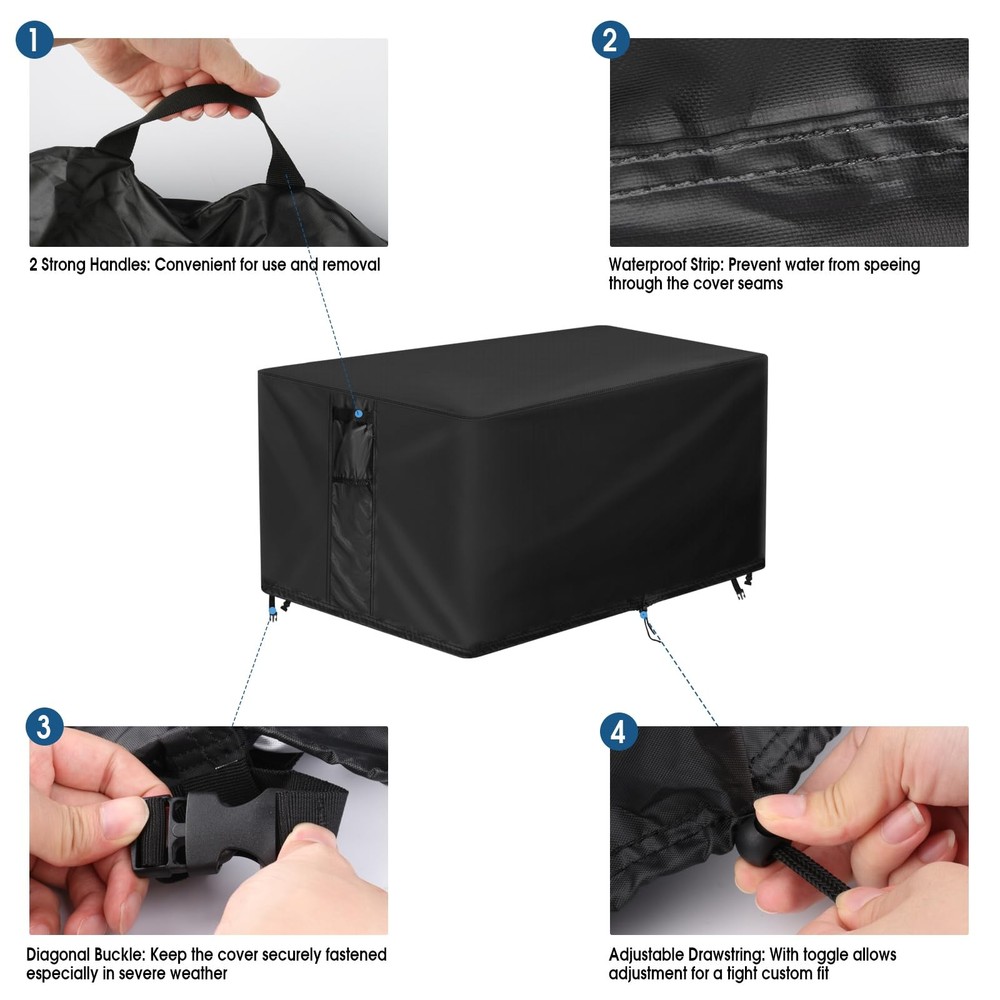 Velfree Fire Pit Cover Rectangle,48 Inch Rectangular Firepit Covers,Waterproo...