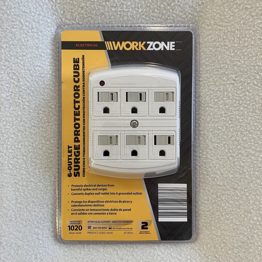 ELECTRICAL WORK ZONE  6-OUTLET  SURGE PROTECTOR CUBE - Great Protection