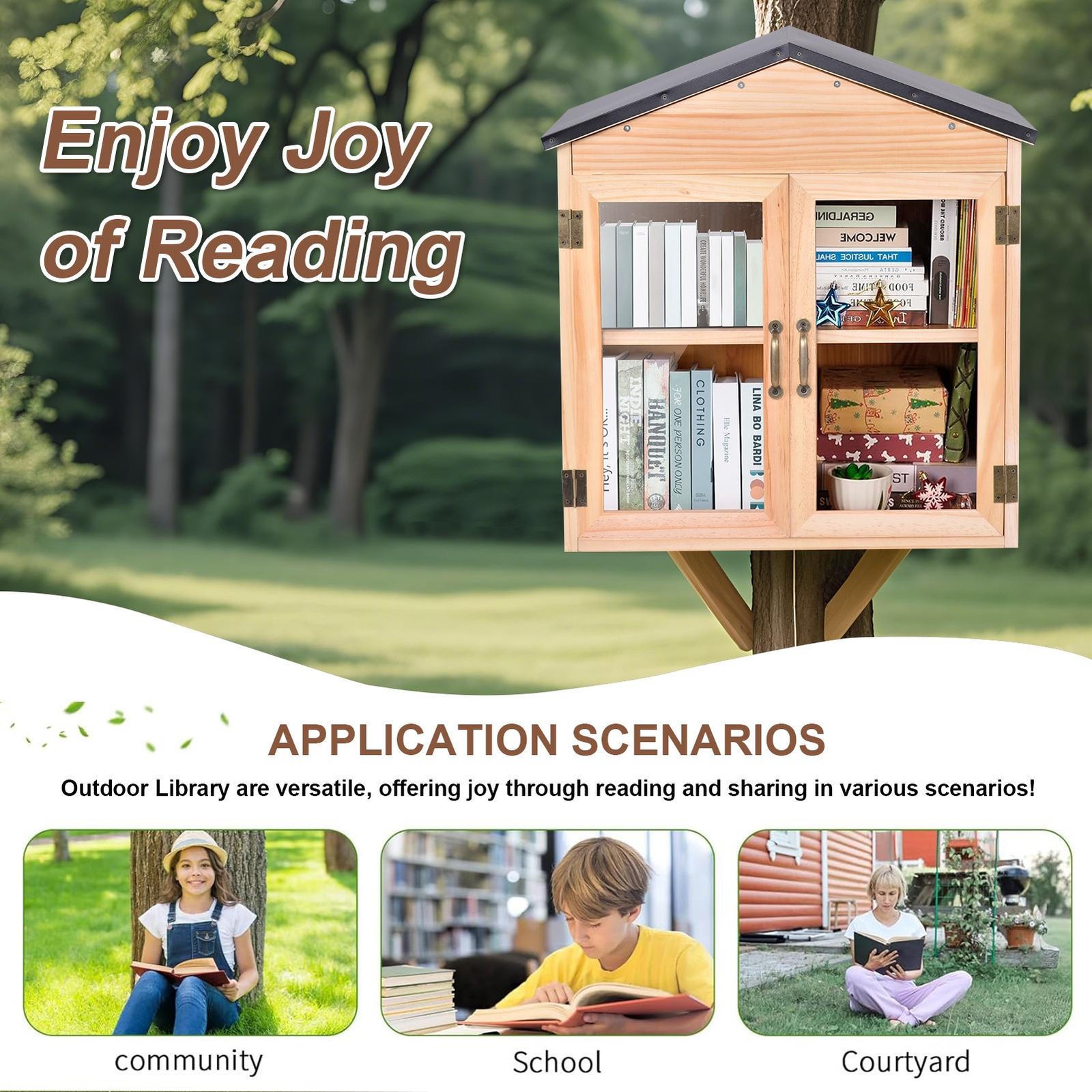 Little Library Box Outdoor Free Library Kit, DIY Little Free Library Double Door