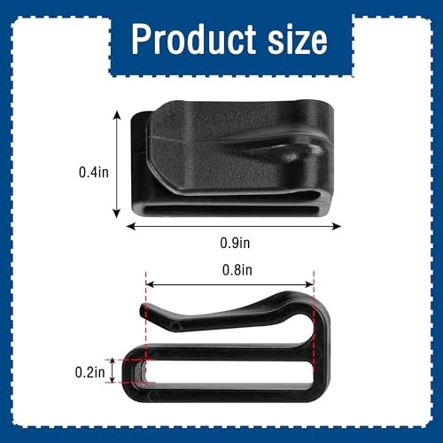 20 Pack Snowshoe Strap Clips - 0.8 inch Ski Boot Wraps Buckle - Multipurpose