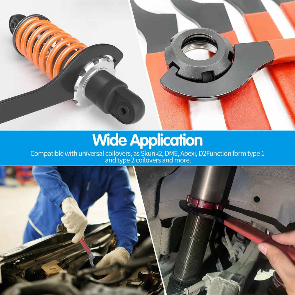 6Pcs Coilover Spanner Wrench Set, C-Shape Shock Spanner Hook Wrench Tools