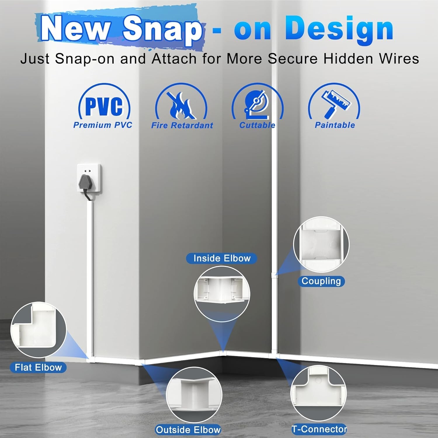 Cord Cover Raceway Kit 94" or 392.5 Inch Paintable Cable Concealer Wire Hider