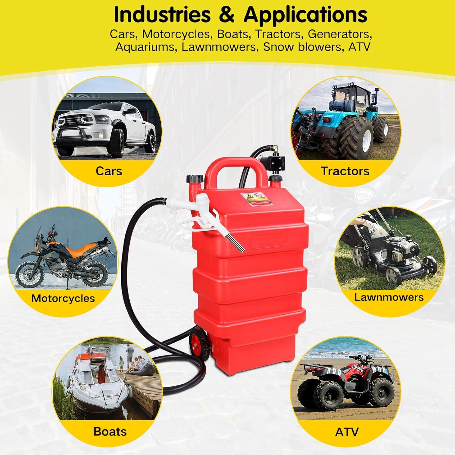 16 Gallon 60L Portable Fuel Caddy Tank with 12V DC Electric Transfer Pump