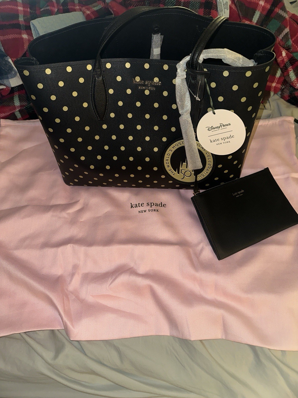 Kate Spade Disney Parks 50th Celebration Large Black Gold Tote Handbag 2021