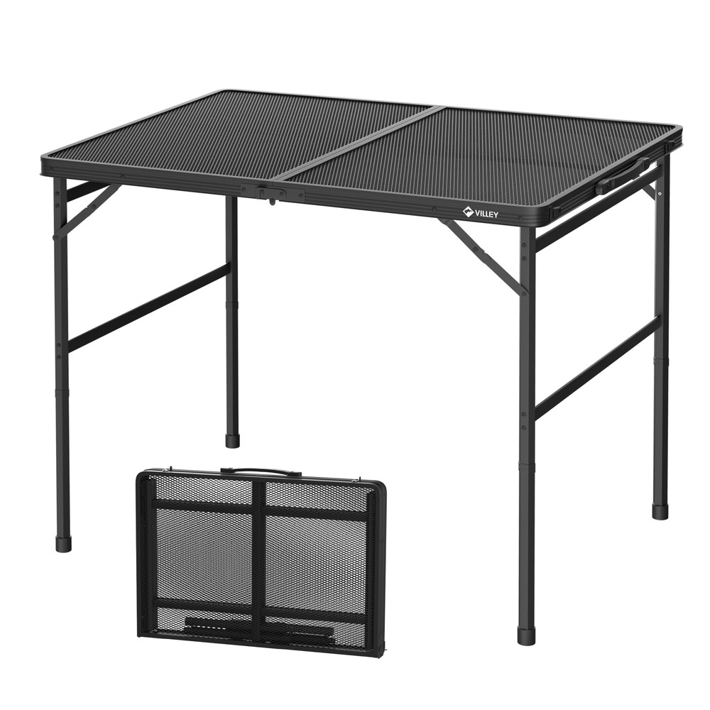 3ft Picnic Grill Table Portable Folding Camping Table w/Aluminum Adjustable Legs