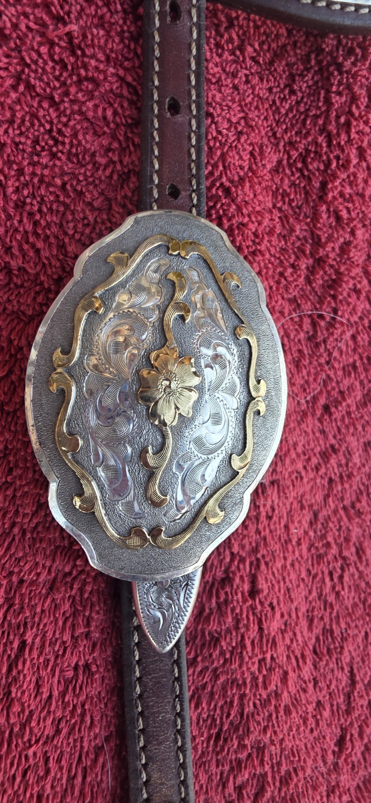 Vintage Victor's Custom Tack Silver &Bronze Headstall And Breast Collar Set MINT