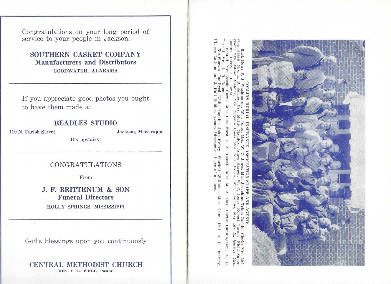 1953 Jackson Mississippi~African American Funeral Home Program~Frazier & Collins