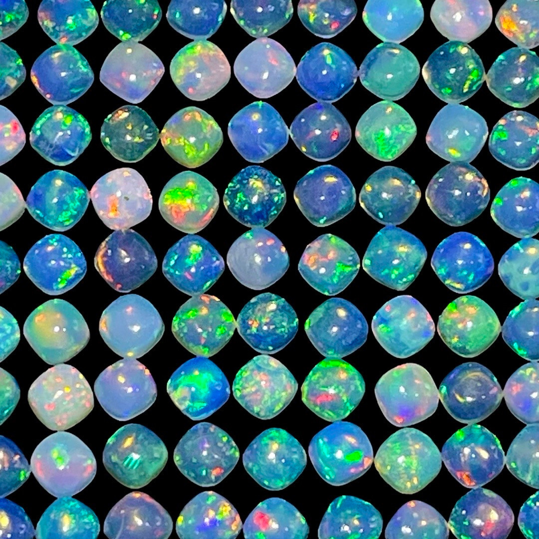 20 Pcs Natural Opal 4mm Cushion Flashy Untreated Loose Cabochon Gemstones Lot