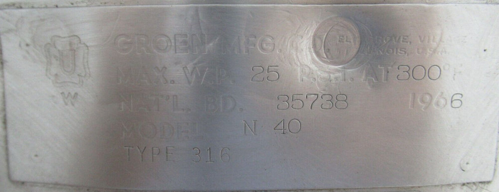 Groen 40 Gal Jacketed Kettle