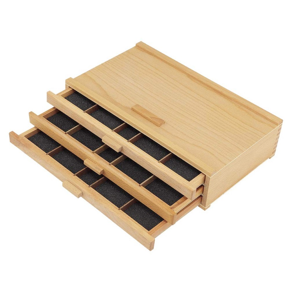 Pastel Storage Box, 3 Drawer Wood Box with Foam Lining, Sturdy and Stackable ...