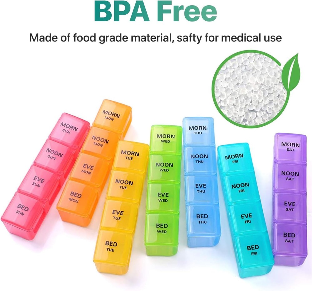 Moisture-Resistant 7-Day Pill Box (2 Pcs)