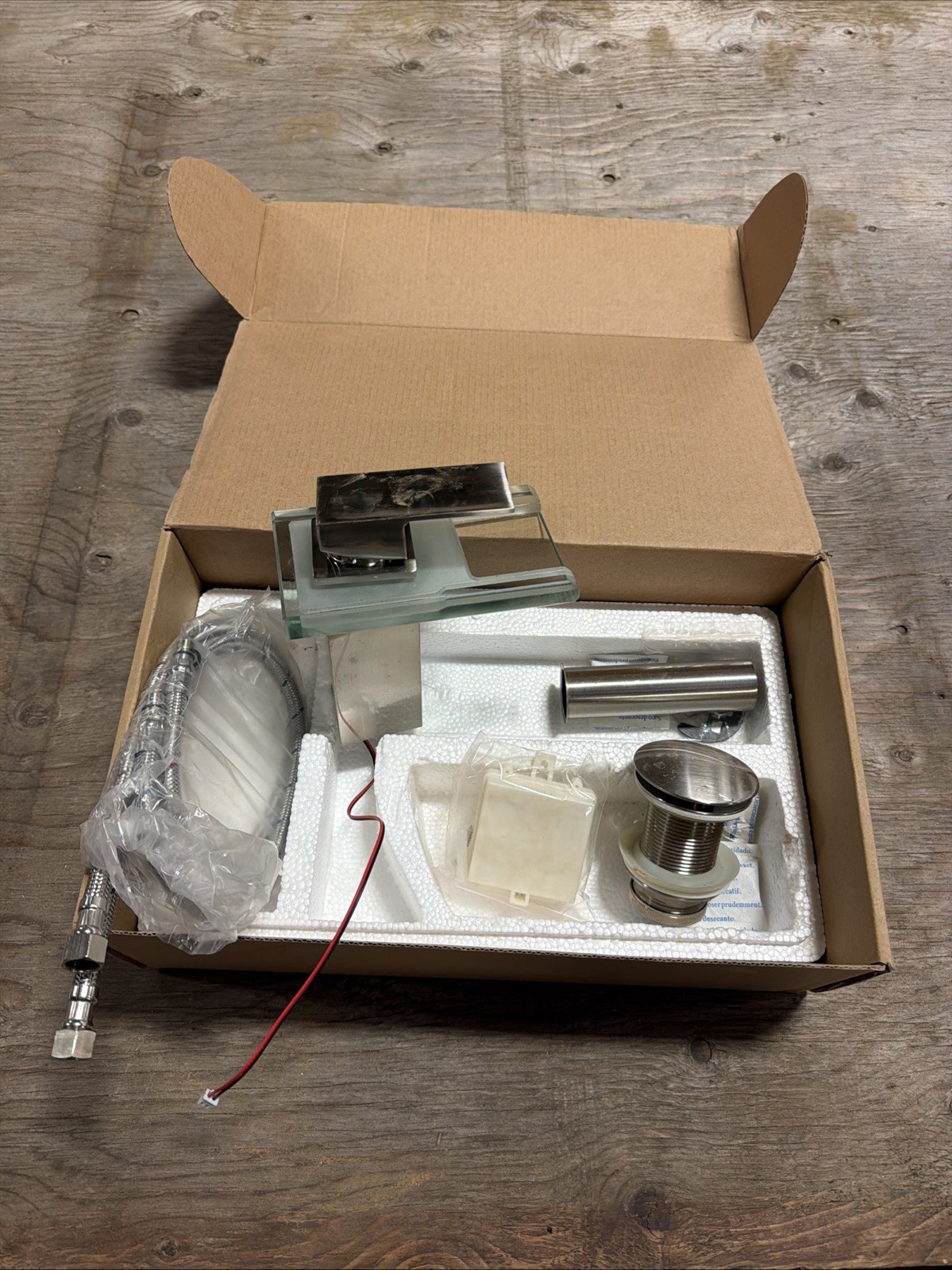 Faucet Glass Spout Waterfall Bathroom Basin Mixer Sink Taps Light FOR PARTS ONLY