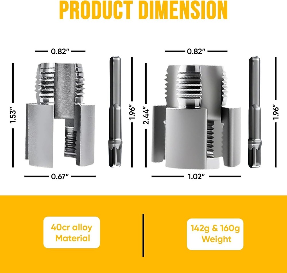 2PCS Integrated Internal & External Pipe Threading Tool with 1/2'' & 3/4'' Di...