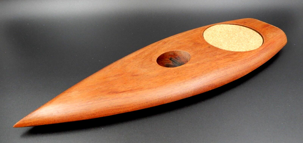 SOLID TEAK WOOD DANISH MODERN BOTTLE SUPPORT AND COASTER