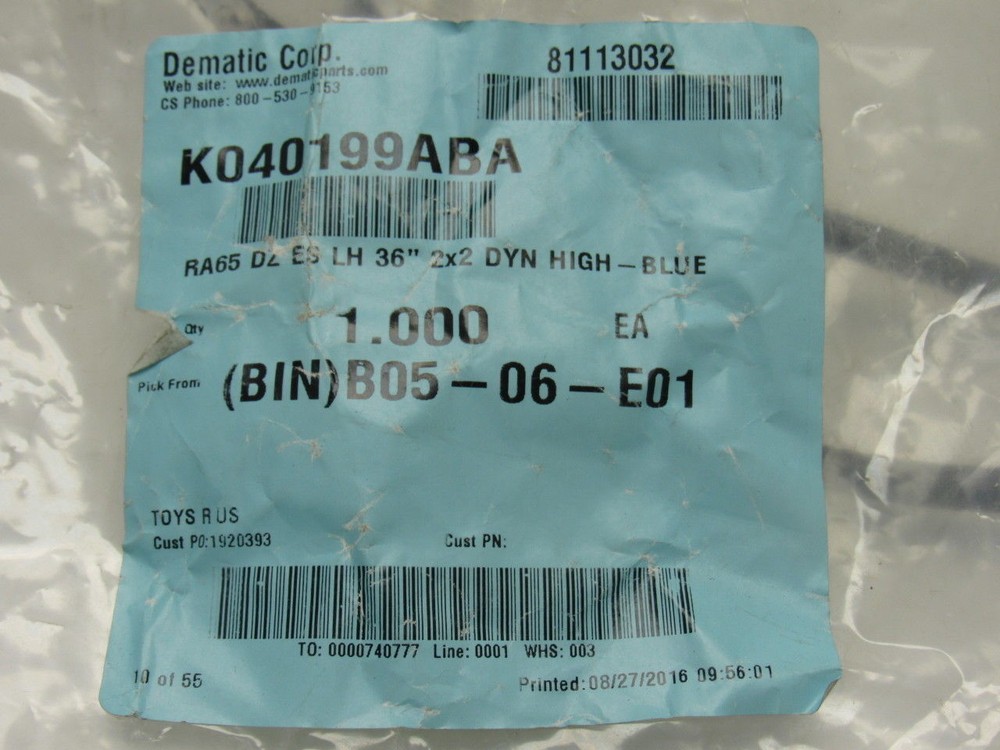 Dematic K040199ABA Left Hand Pressure Assembly Live Roller Conveyor