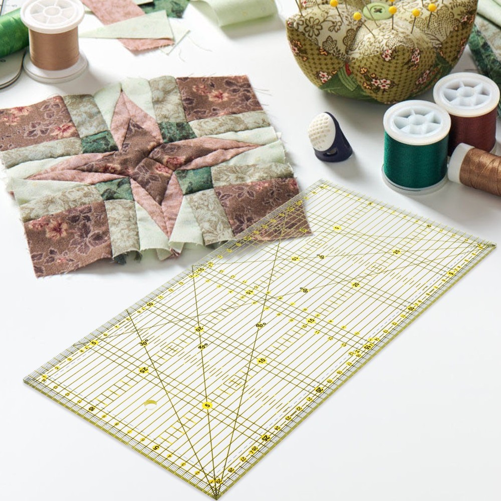 Slotted Quilting Ruler Patchwork Quarter Fabric Cutting Template