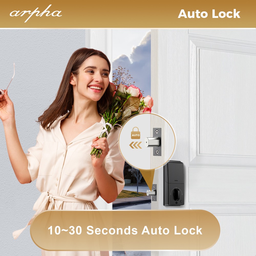 ARPHA Keyless Entry Smart Door Lock Security Keypad Deadbolt Auto Lock 50 Codes