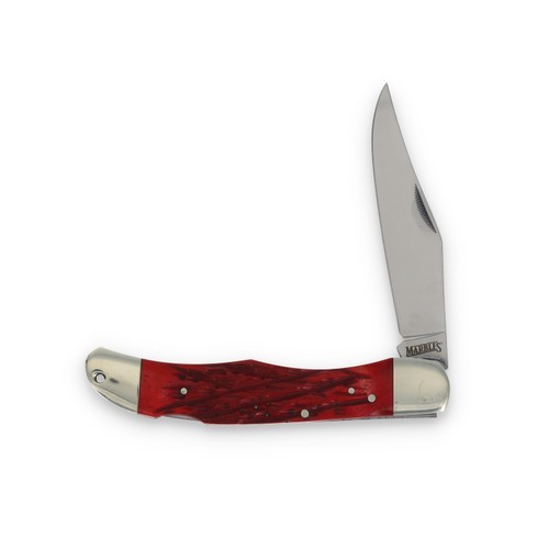 Marbles Large Hunter Lockback Folding Pocket Knife w/ Red Jigged Bone Handle