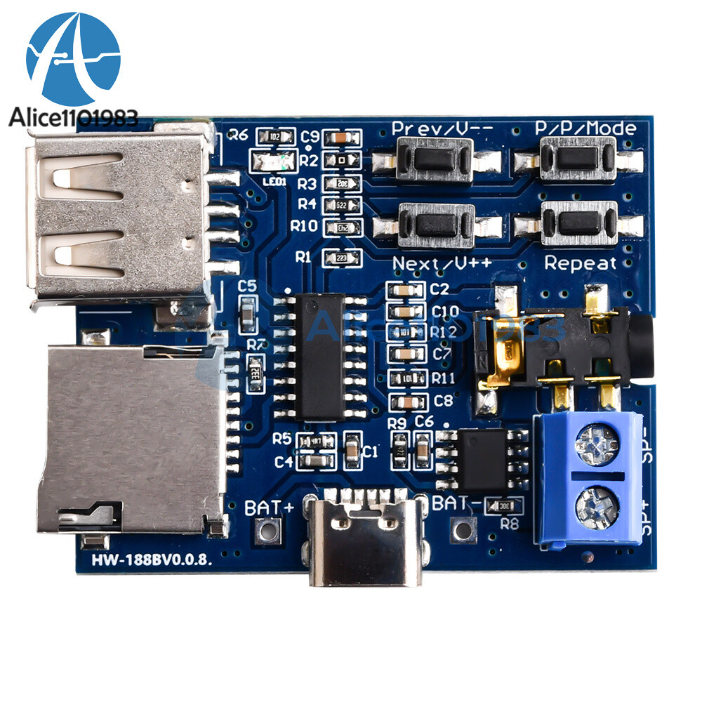 TF Card U-disk MP3 Format Decoder Board Amplifier Decoding Audio Player