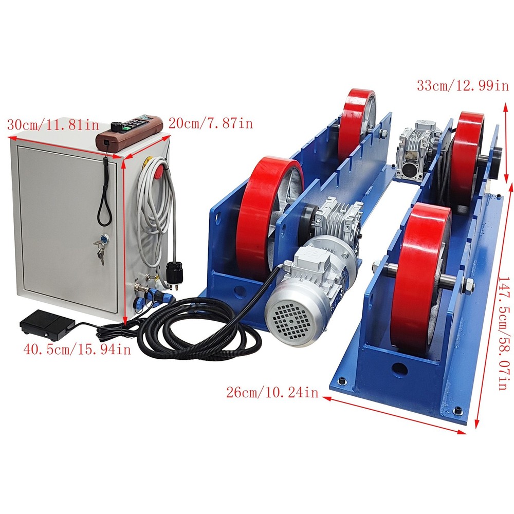 6600LBS Adjustable Welding Turning Rollers 220V Remote Control Dual Motor Drive