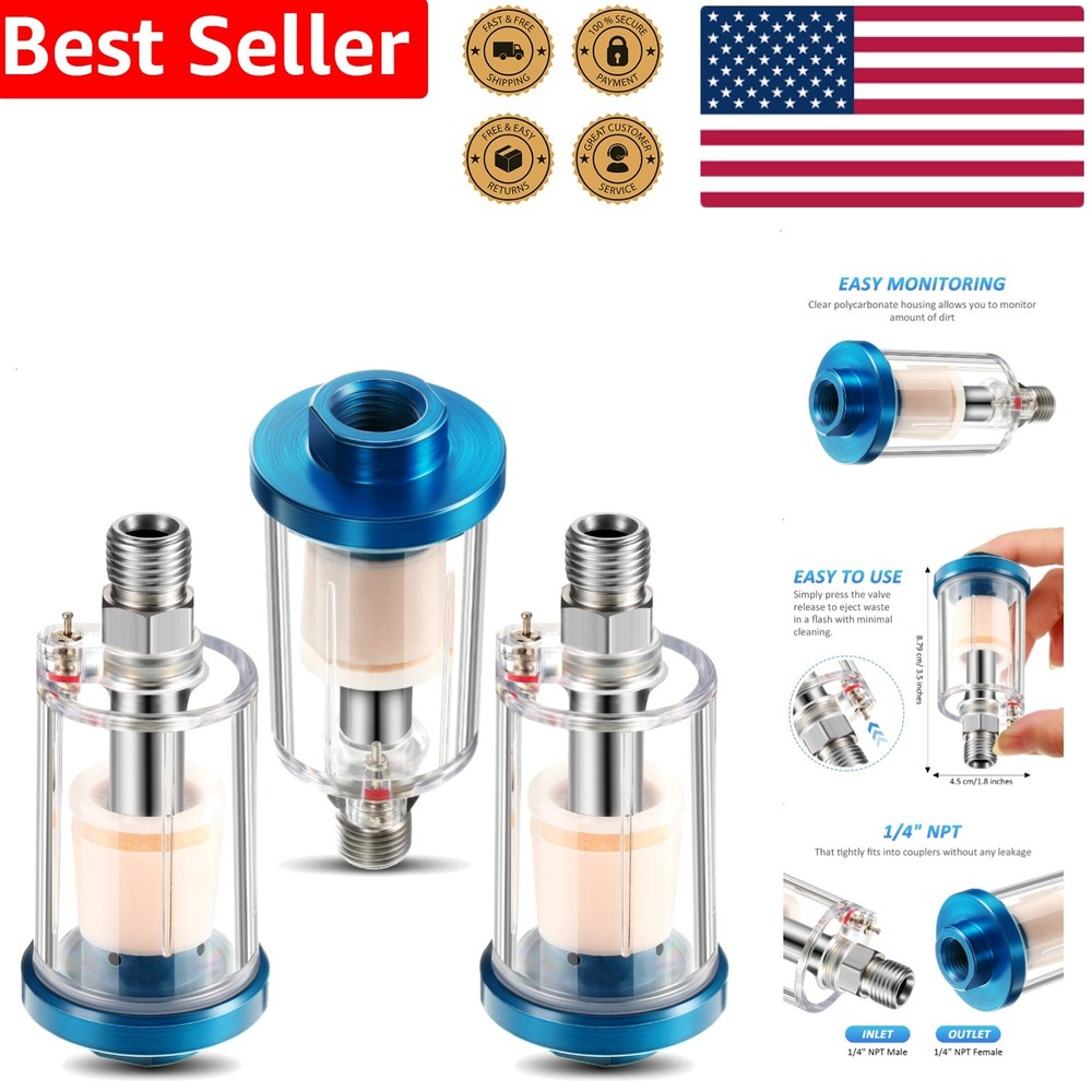 3 Pcs Compressed Air Filter Moisture Separator for Airbrush & Compressor Setup