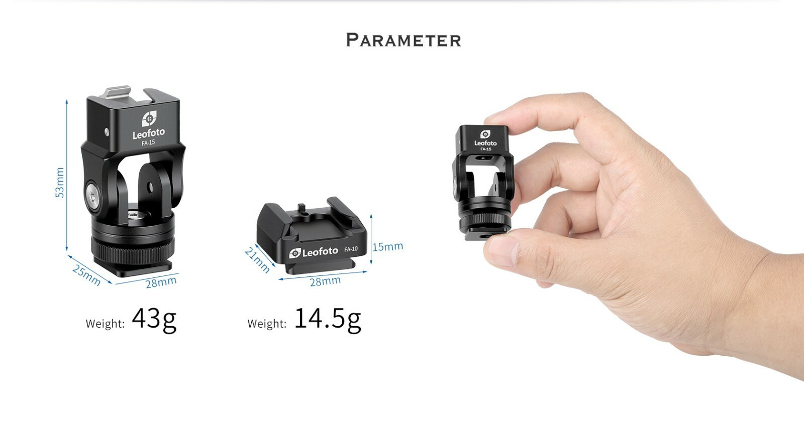 Leofoto FA-15+FA-10 Kit QR Tilting & Pivoting Cold Shoe Flash Adapter